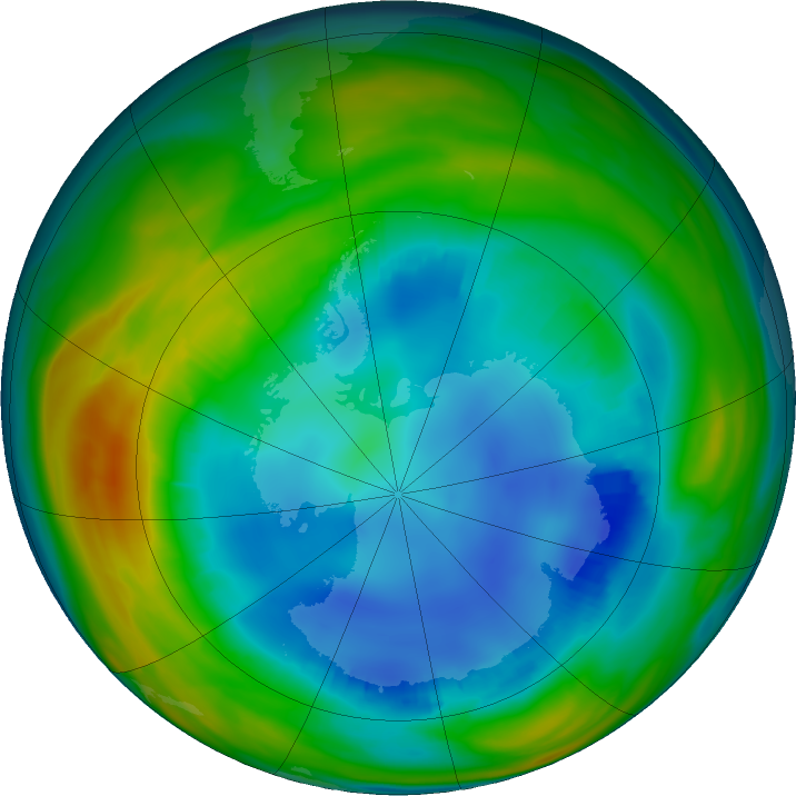 Antarctic ozone map for 06 August 2016